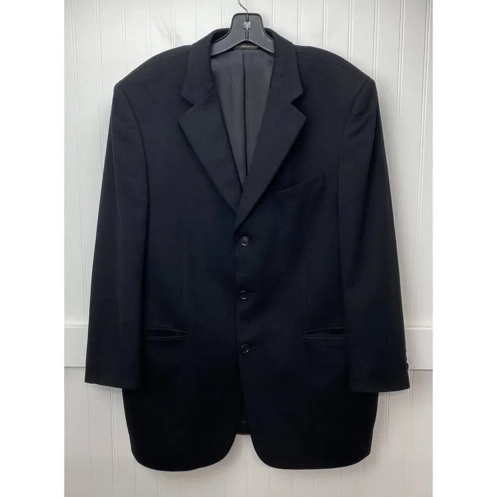 Cashmere Blazer Jack Victor Loro Piana Sport Suit Coat Mens 44 Black Lined EUC